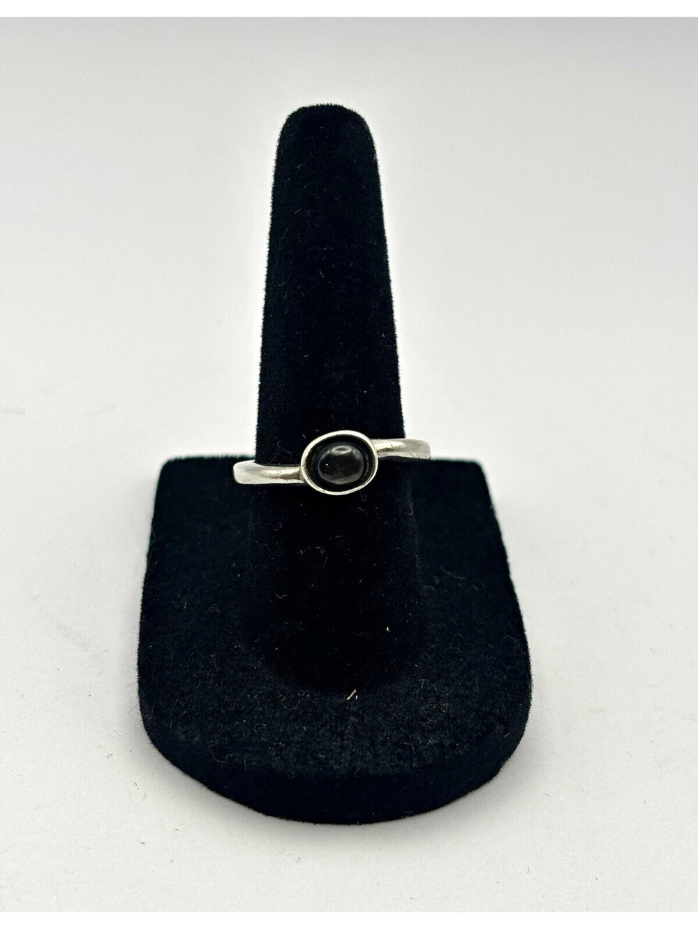 Vintage Sterling Studio Gray Cat’s Eye Moonstone Ring Size 6 Oval Cabochon